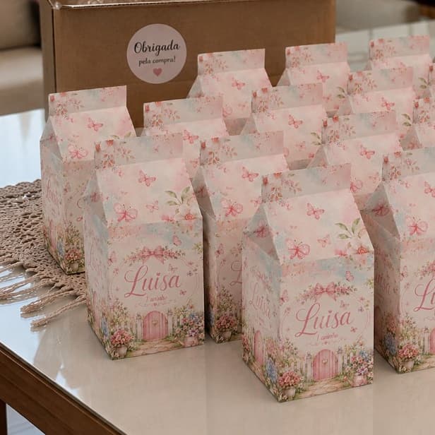 Caixa Milk Jardim Encantado Lembrancinha Personalizada - Festa Infantil Menina - Chá de bebê Piqueniques Mesversário