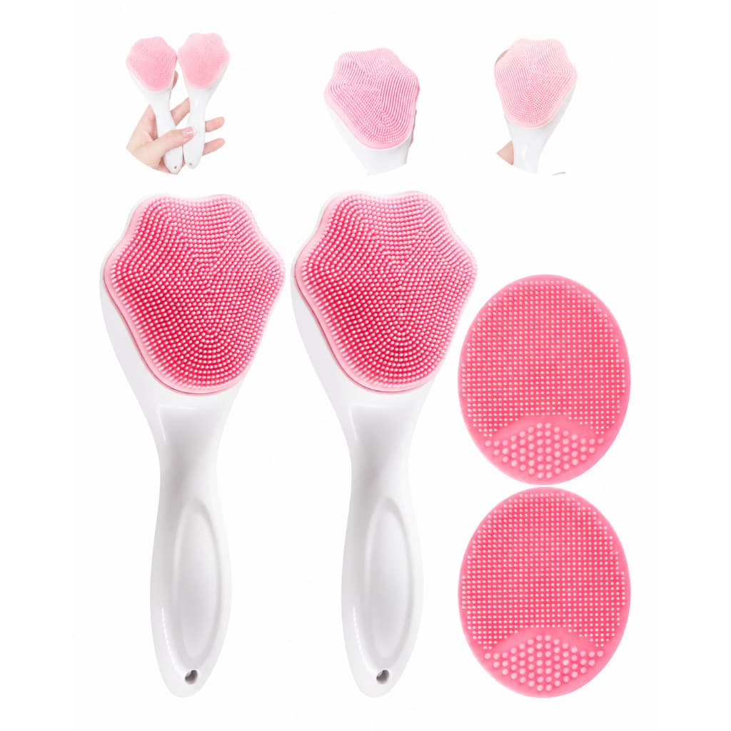 Kit 2 Escovas Silicone Facial Rosa Limpeza Poros Esfoliação