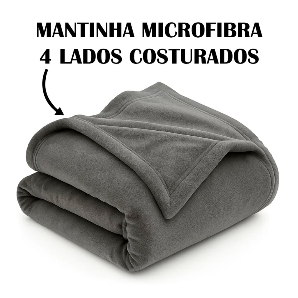 Cobertor Manta Casal Microfibra 4 Lados Costurados Muito Macia 2,00x1,80m Coberta Antialérgica Soft