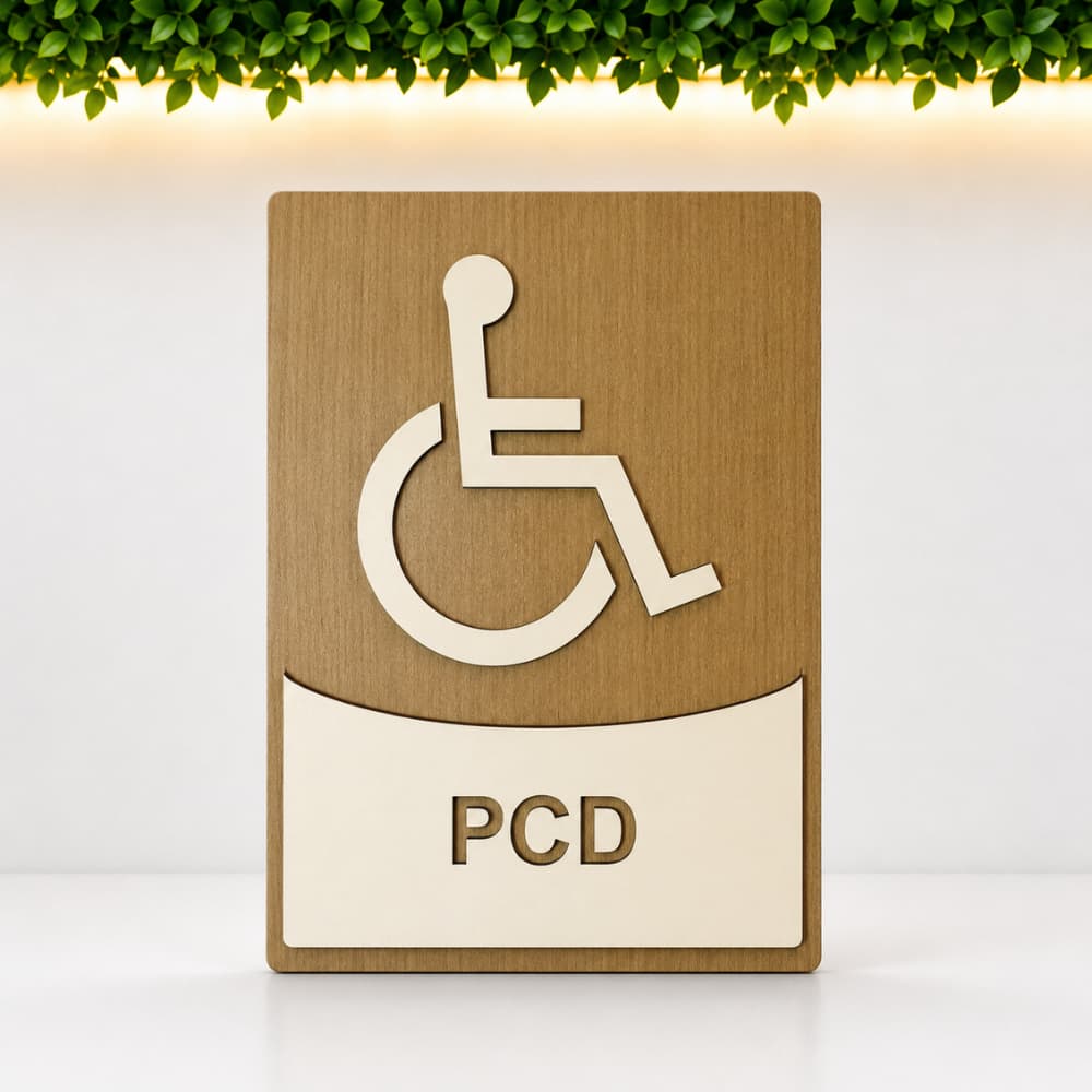 Placa PCD MDF 3mm Premium | Sinalização Decorativa Com Fita 3M