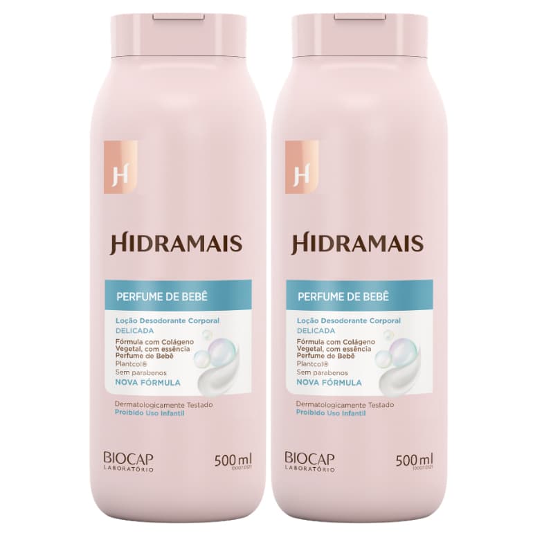 Kit 2 Creme Loção Hidratante Perfume de Bebê 500ml Hidramais