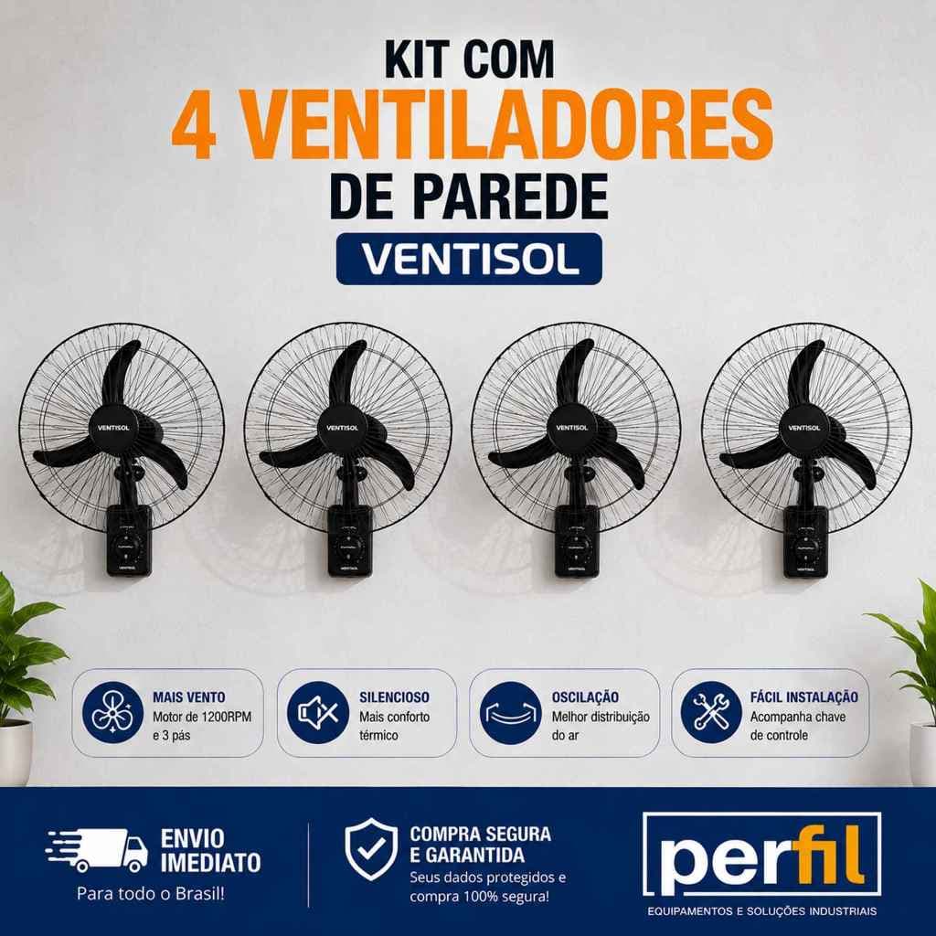 KIT 4 VENTILADORES OSCILANTE 60CM VENTISOL 220V VENTILADOR VENTISOL VENTILADOR GRANDE SILENCIOSO