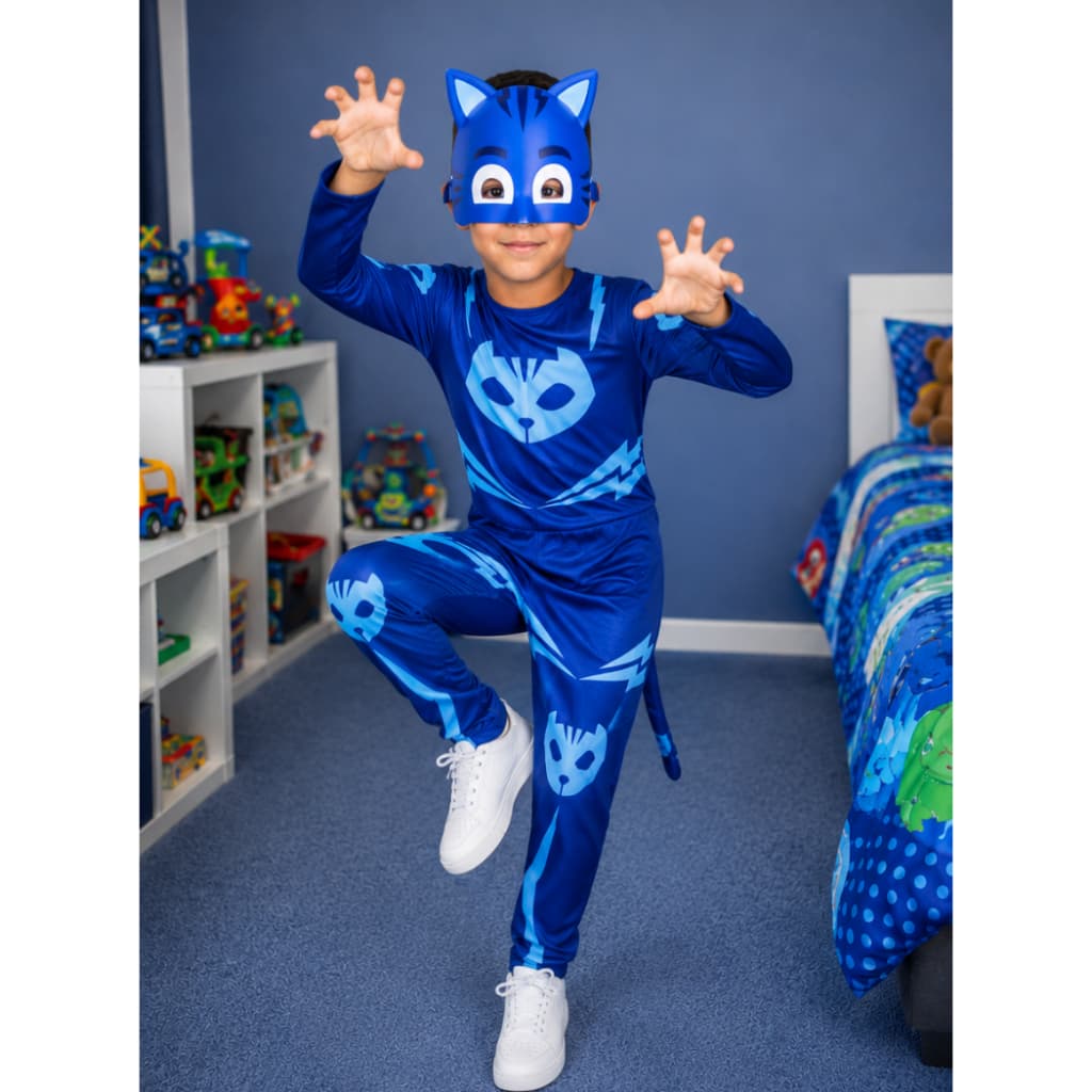 Roupa Infantil Menino Gato Com Mascara De Plástico e Com Enchimento