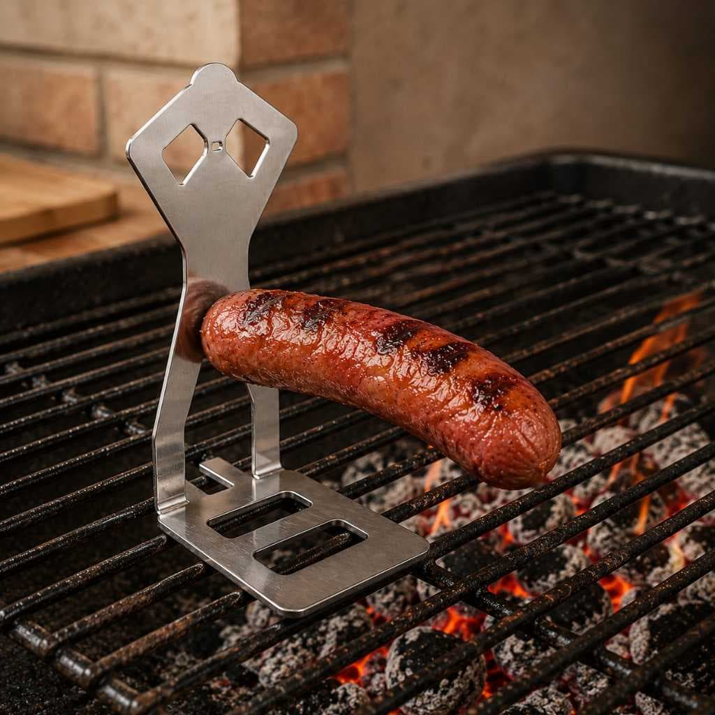 Suporte porta linguiça inox para churrasco 20cm