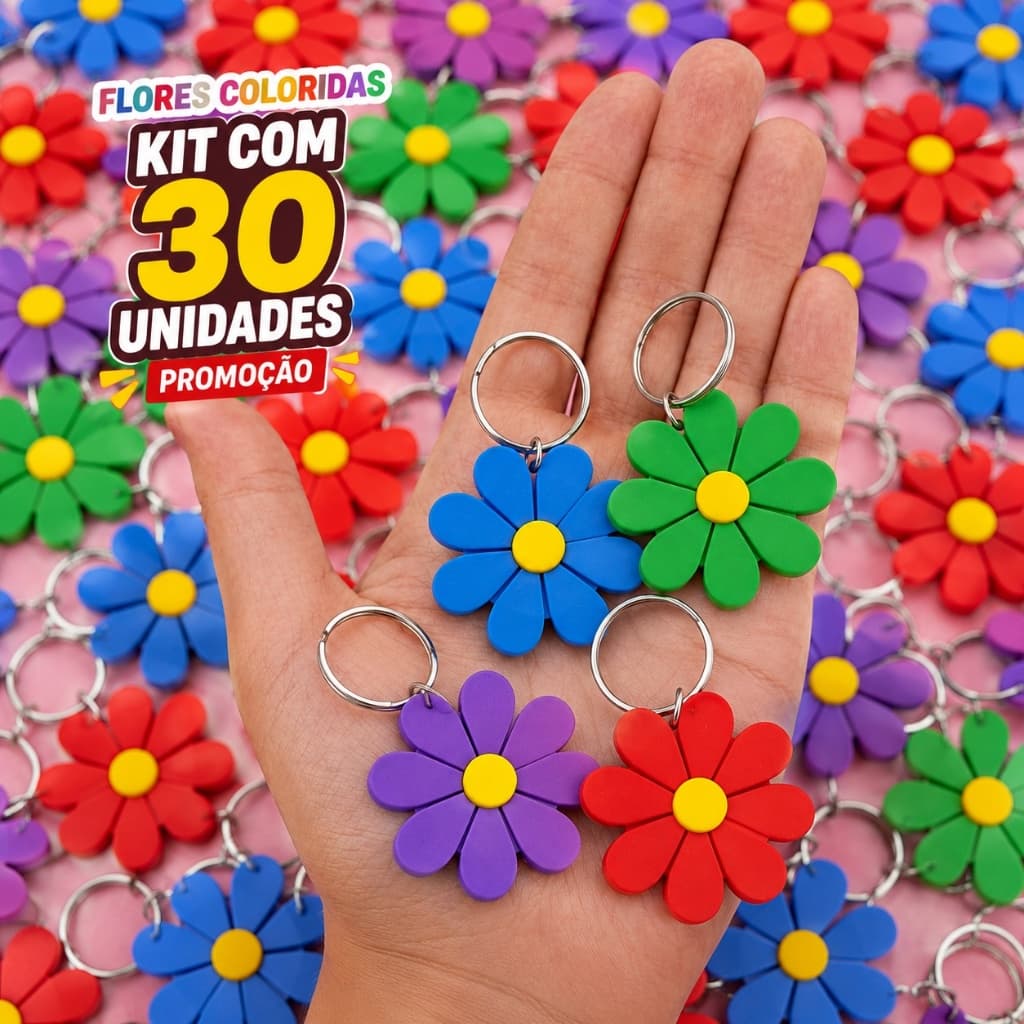 Chaveiros Flores coloridas ,margarida com cores aleatorias para lembrancinha, mimos, presentes florzinha