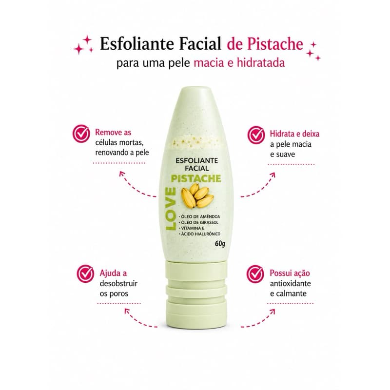 Esfoliante Facial Max Love – Nutrição com Óleo de Amêndoas e Ácido Hialurônico