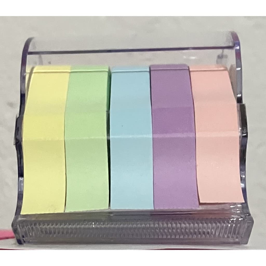 Sticky Notes Pastel com Suporte – 5 Rolos de Fita Adesiva 10mm x 5m