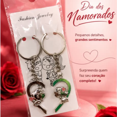 Chaveiro Casal Dia dos Namorados Kit Amor Coração Quebra Cabeça Presente Romântico Namorado Namorada