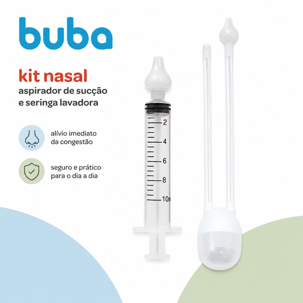Aspirador Nasal e Seringa Buba Lavador Nasal ponta em Silicone
