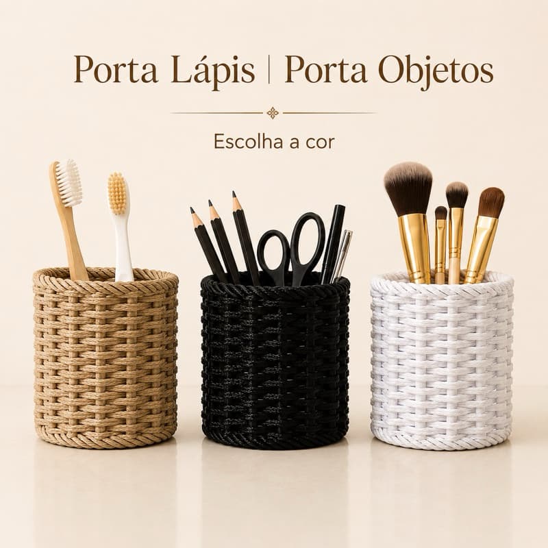 Organizador Multiuso Decorativo Porta Lápis e Caneta Porta Pincel Porta Escova Porta Treco Escritório Mesa Banheiro Boho