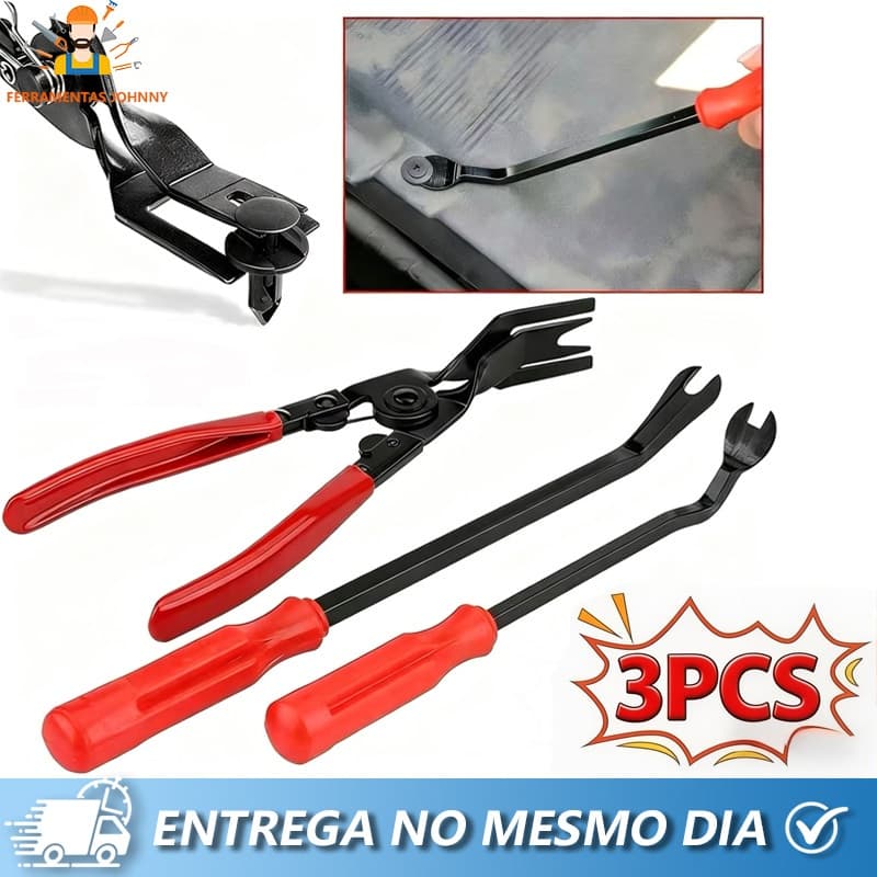 Kit 3 Ferramentas Alicate removedor Travas Fixadoras, grampos, forração, clips, forro de Teto e portas, assoalho Carro