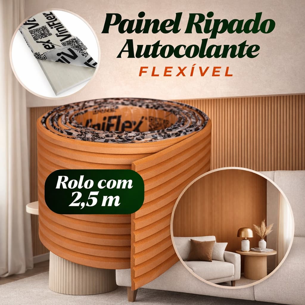 Painel Ripado Bronze Autocolante 2.5m Decorativo Adesivo