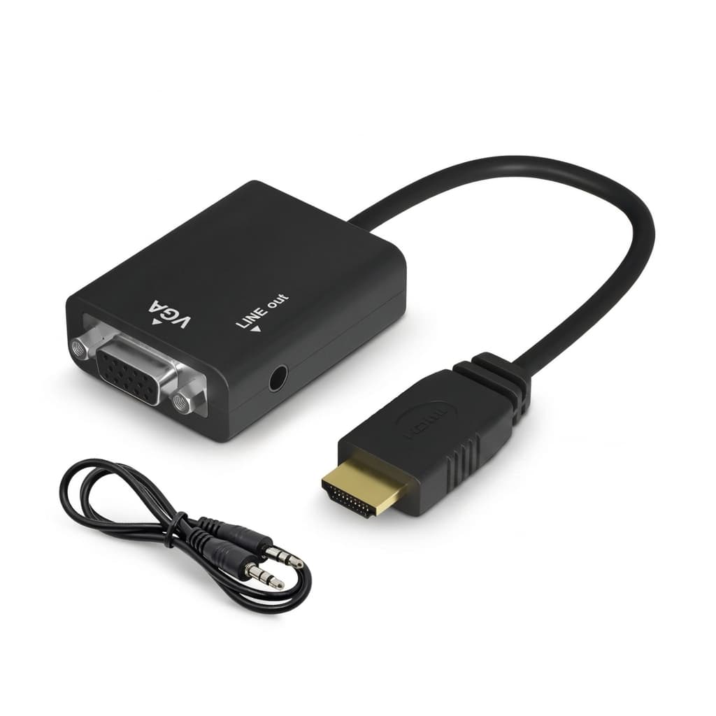 Cabo Conversor Adaptador De Vídeo Hdmi Macho Para Vga Fêmea Com Saída Áudio P2 Notebook Pc Comp.