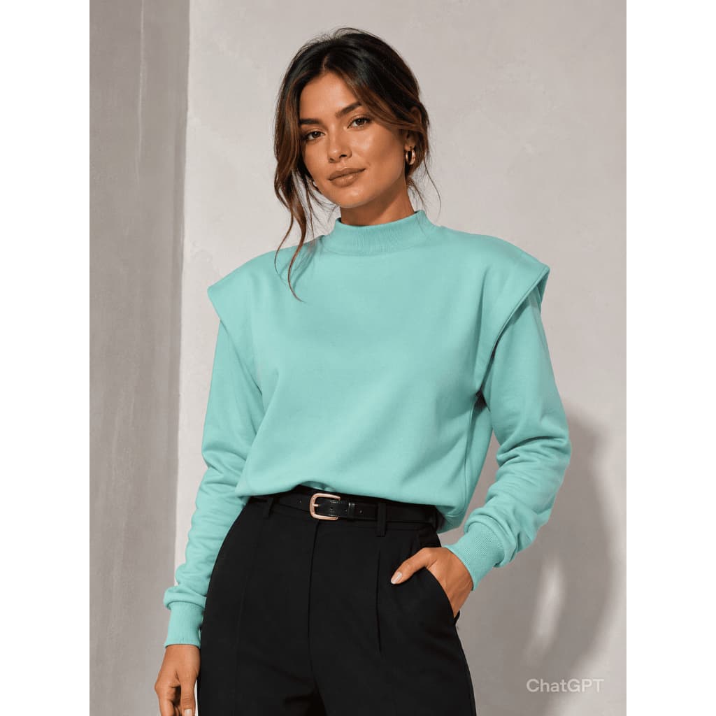 Blusa de Moletom Felpado Básico Liso Com Punhos Moda Inverno