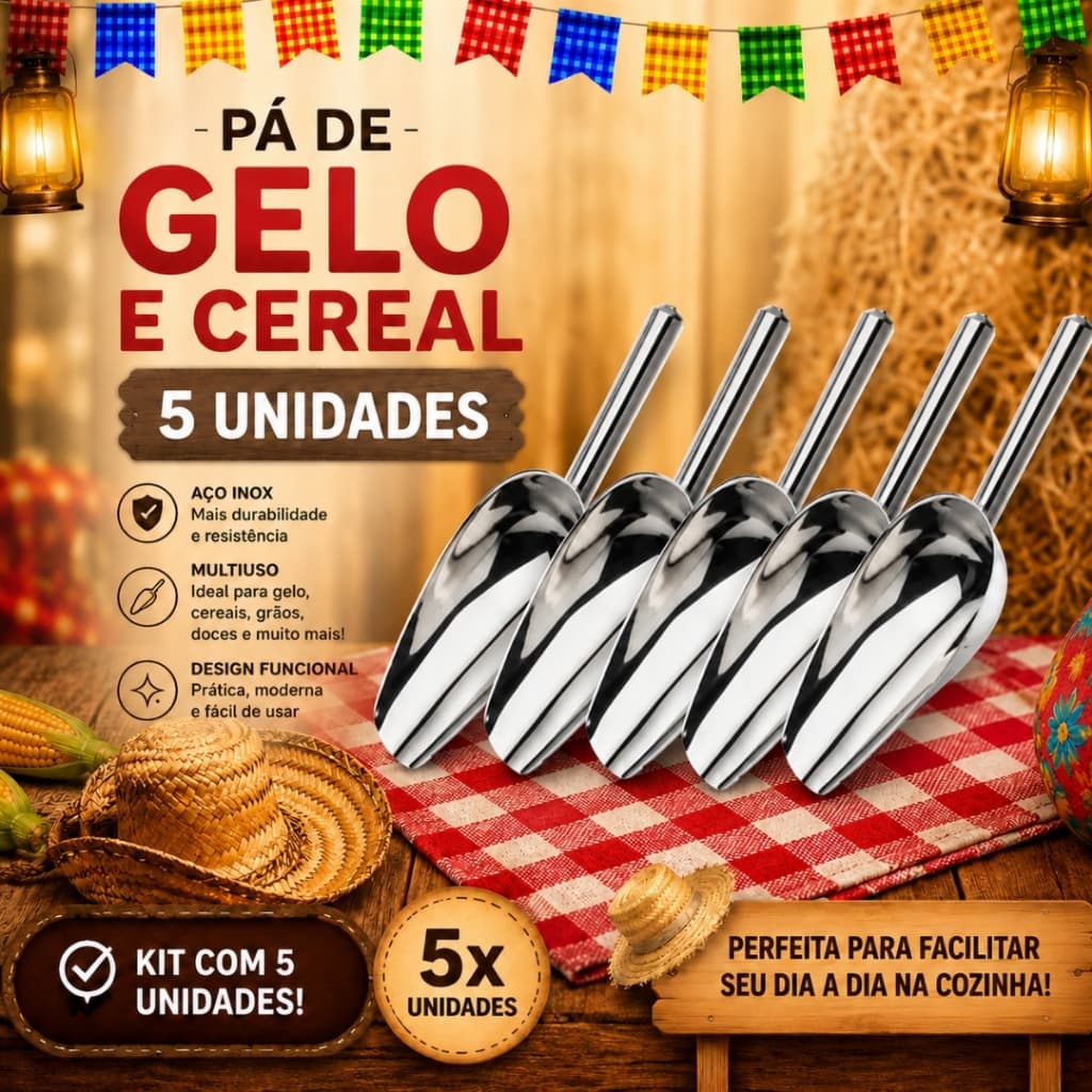 Conjunto 02/03/05 Pá Dosadora Aço Inox Multiuso Para Gelo Cereais Ração Farinha Grãos