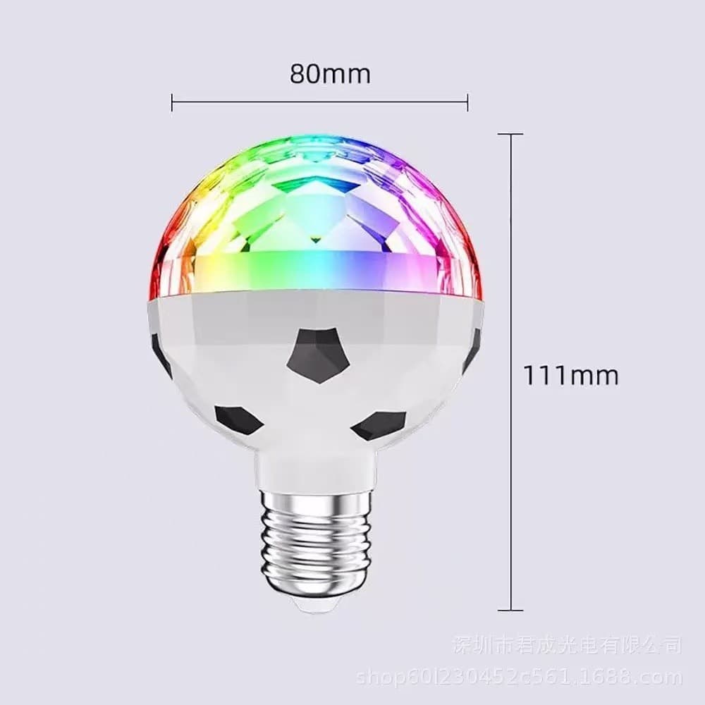 Lâmpada LED Colorida RGB Giratória 6W Bola de Futebol E27 – Decoração de Festas e Eventos para Crianças