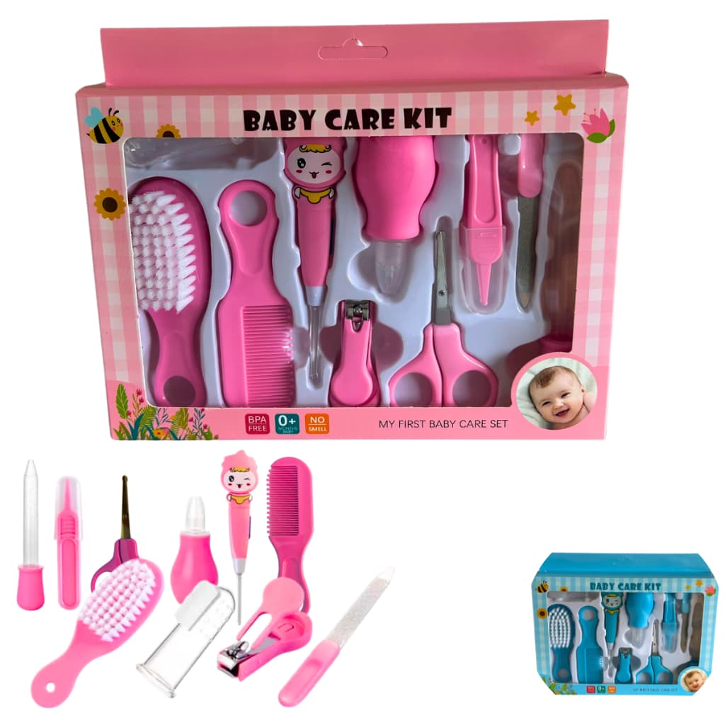 Kit Bebê Higiene Cuidados Recém Nascido Infantil Enxoval Azul e Rosa Menina Menino