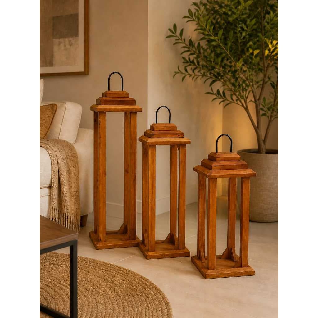 Luminária Marroquina trio Lanterna Marroquina Madeira kit 3 Decoração Casamento