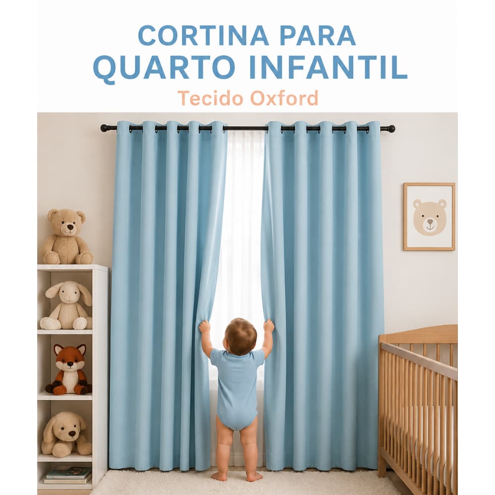Cortina infantil menina menino 2,80m x 2,50m tecido oxford varias cores