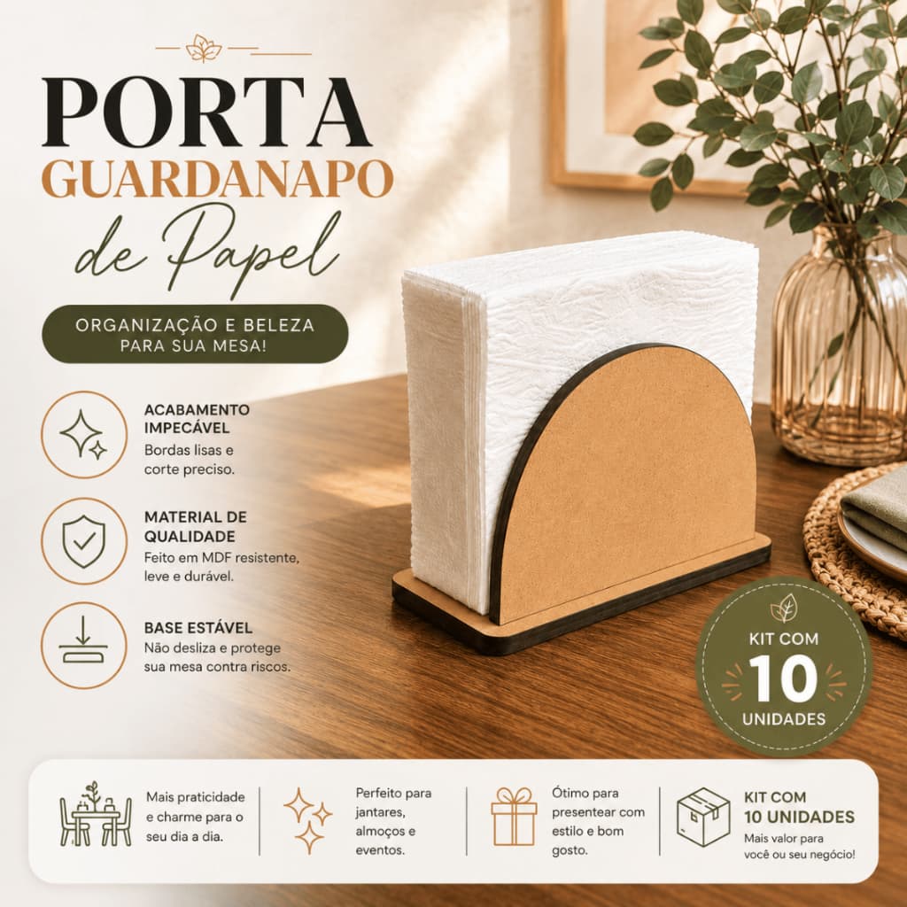 10 Porta Guardanapo MDF Suporte Guardanapo Mesa Bar Lanchonete