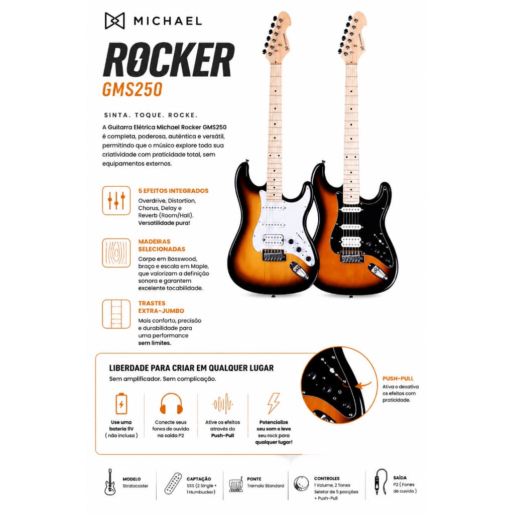 Guitarra Elétrica Michael Rocker Gms250