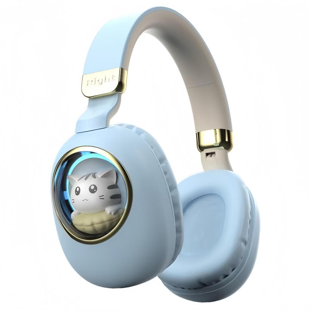 Fone Bluetooth Criança Orelhas De Gato Bonito Com Luz LED Dobrável Para Crianças Sem Fio Fones De Ouvido Bluetooth-1 Uni