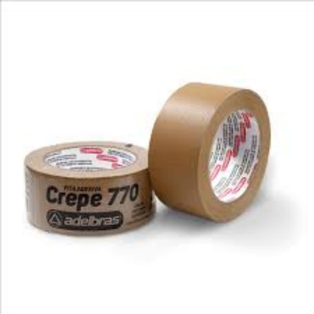 Fita Crepe Adesiva Papel 48x50 Kraft Marrom Caixa Embalagem