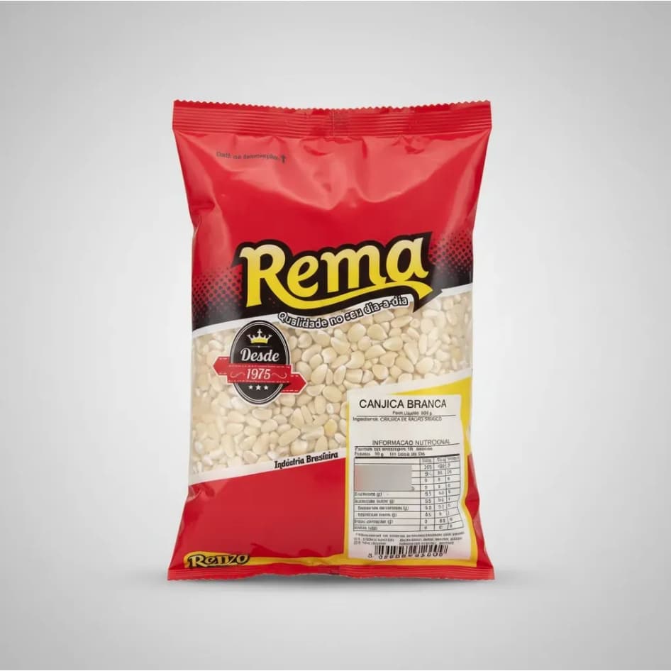 Canjica Rema 500g Milho Branco Selecionado Grão Inteiro Para Canjica e Sopas