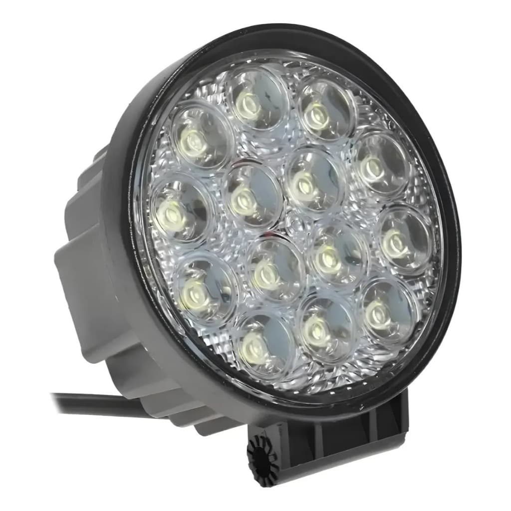Kit 10 Farol Milha 14 Leds 42w 12v/24v Redondo Off-road 6000k
