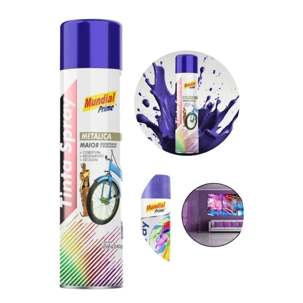 Tinta Violeta Escuro Metálico 400ml Multiuso Uso Geral E Automotivo