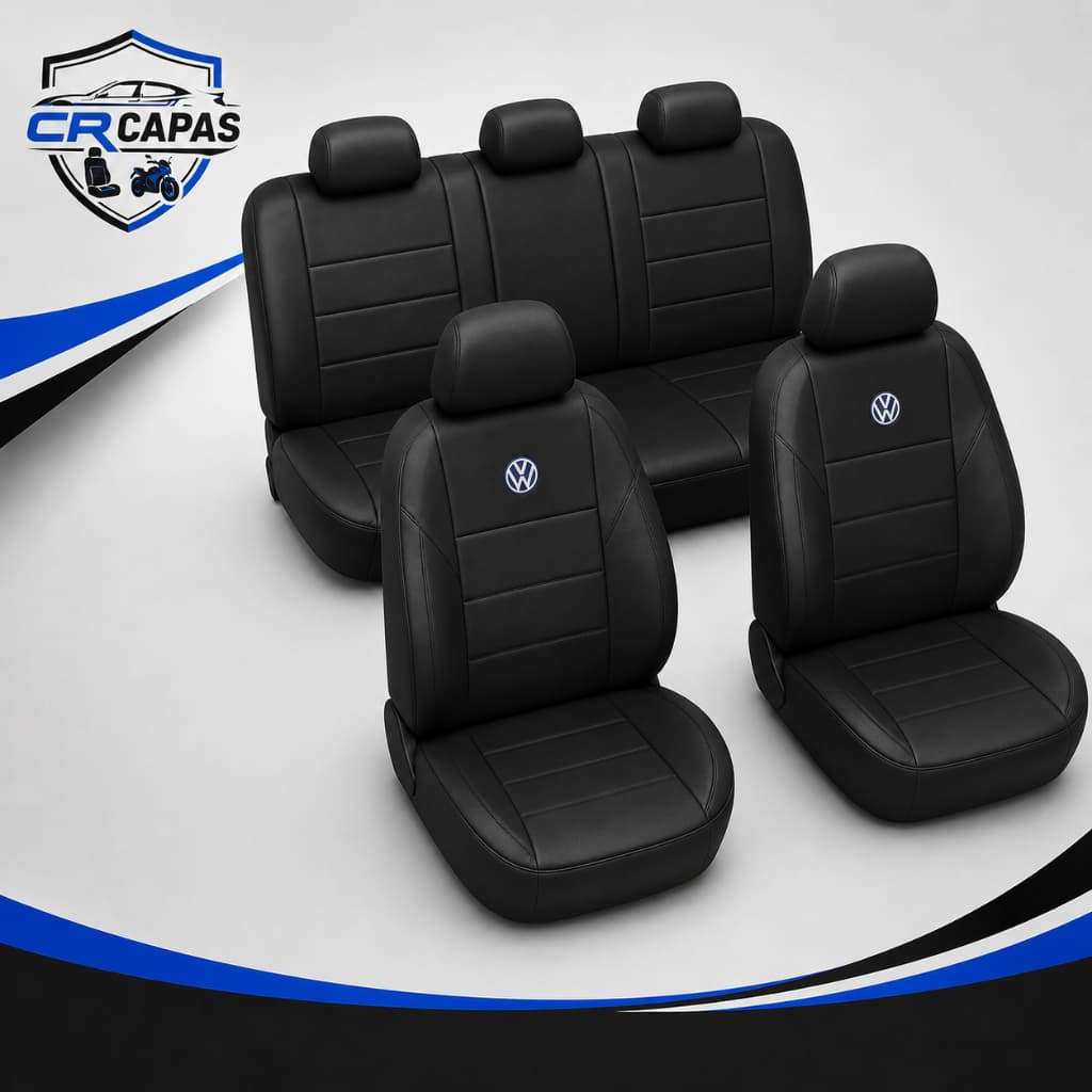 Capa Banco Carro Volkswagen Couro e Tecido Gol Fox Voyage Saveiro Polo Golf Santana Parati