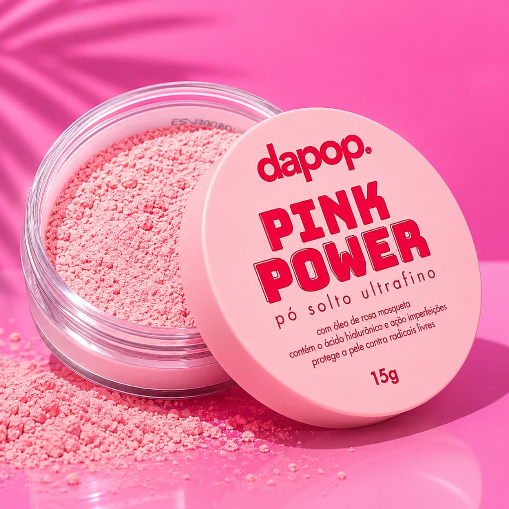 Pó Ultrafino Pink Facial Rosa Mosqueta Pink Power Não Transfere C/Oleo Mosqueta