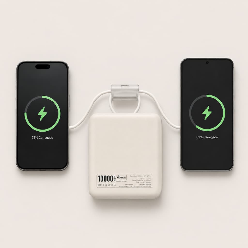 Carregador Portátil Power Bank 10000MAH USB-C Carregamento Rápido