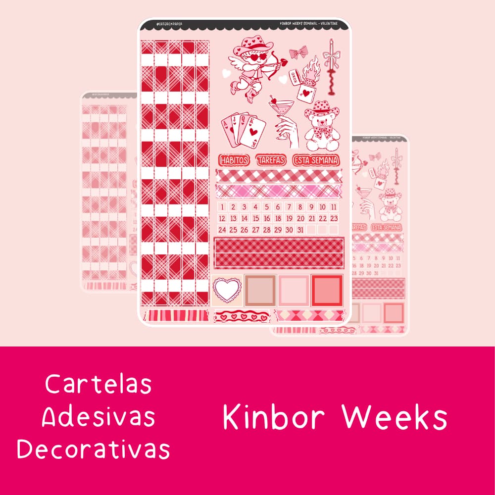 Cartelas Adesivas para Kinbor Weeks - Decoração semanal planner Kinbor Weeks