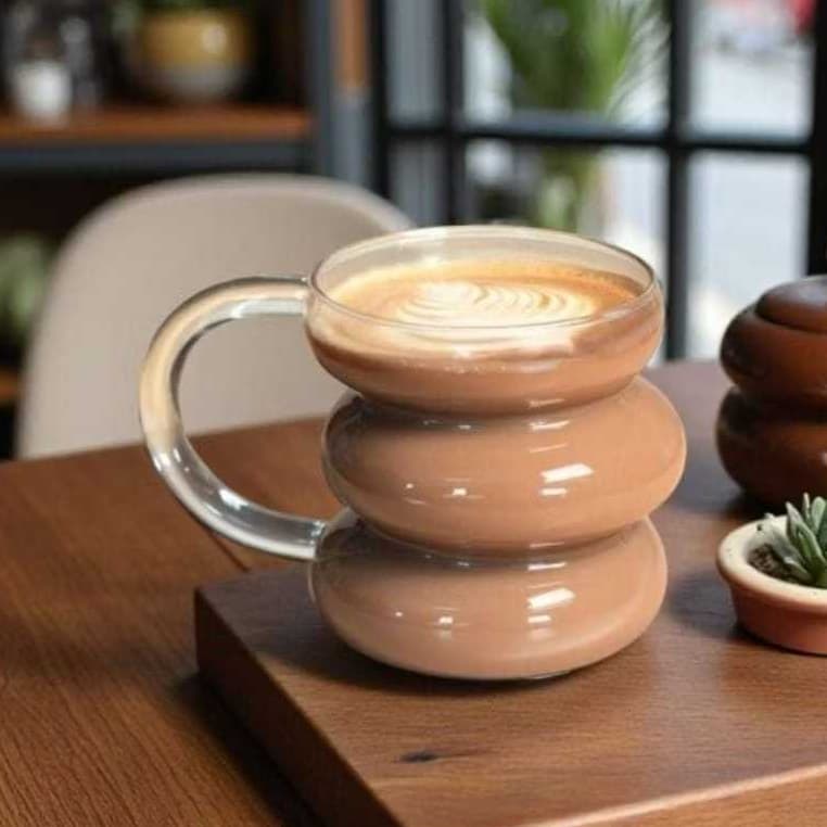 Caneca Nuvem 3D vidro Borossilicato Cloud ondas 430ml