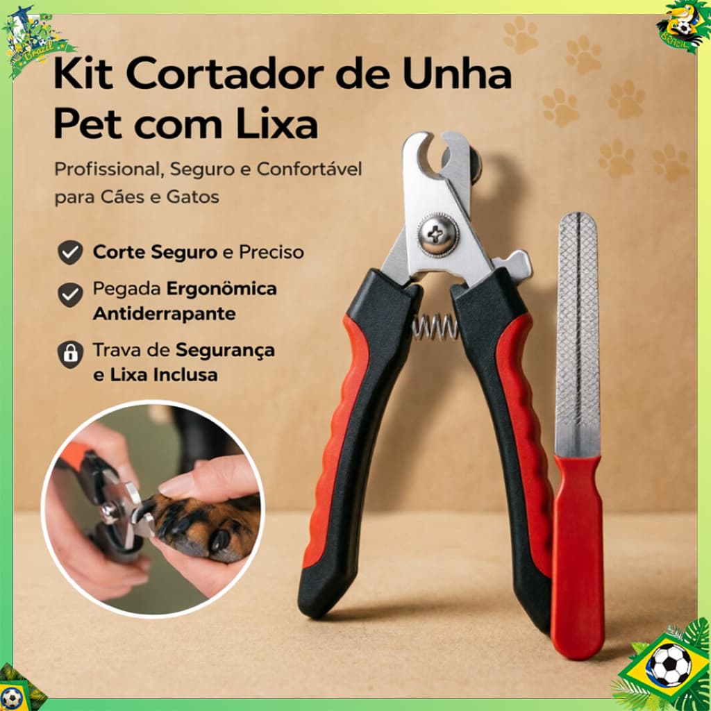 2pcs Tesoura Cortador de Unhas Pet Profissional para Cães e Gatos Porte Médio e Grande com Lixa