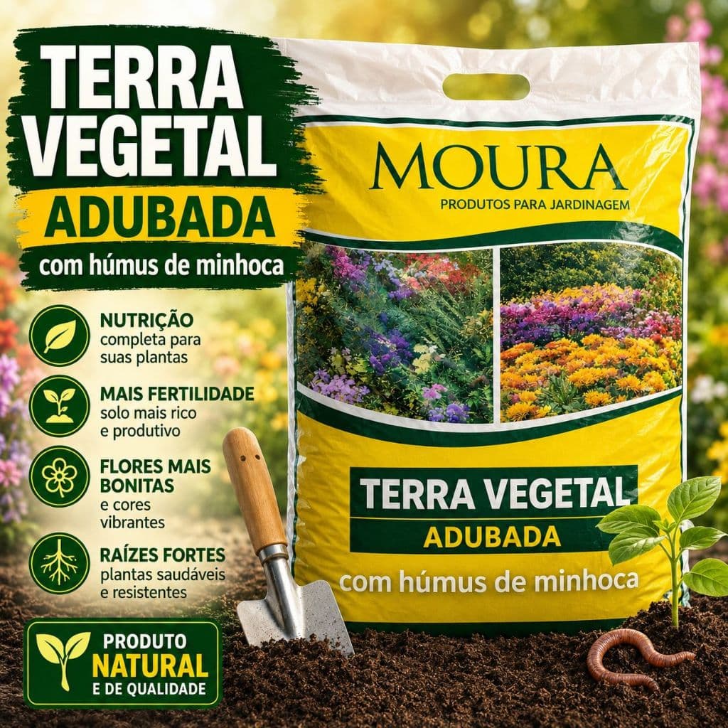 Terra Vegetal Adubada de 2 á 10 kilos Jardim Vaso Garden Jardinagem Floreira Canteiros Plantio