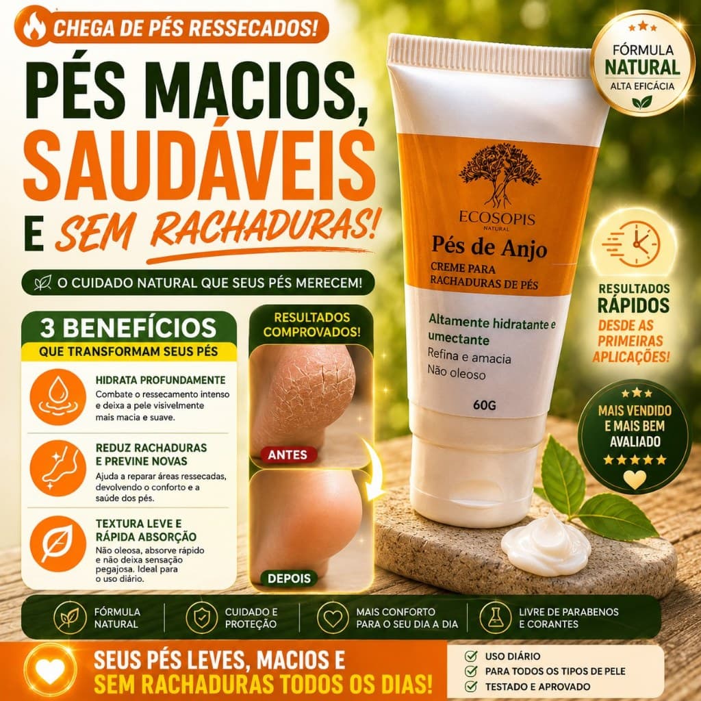 Creme de Uréia para Rachaduras de Pés 100% Natural