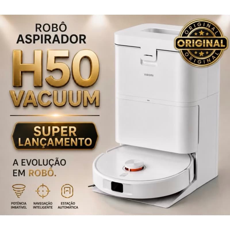 Robô aspirador Vacuum H50 Lavagem automática Estação autolimpante + sucção potente 10.000Pa.