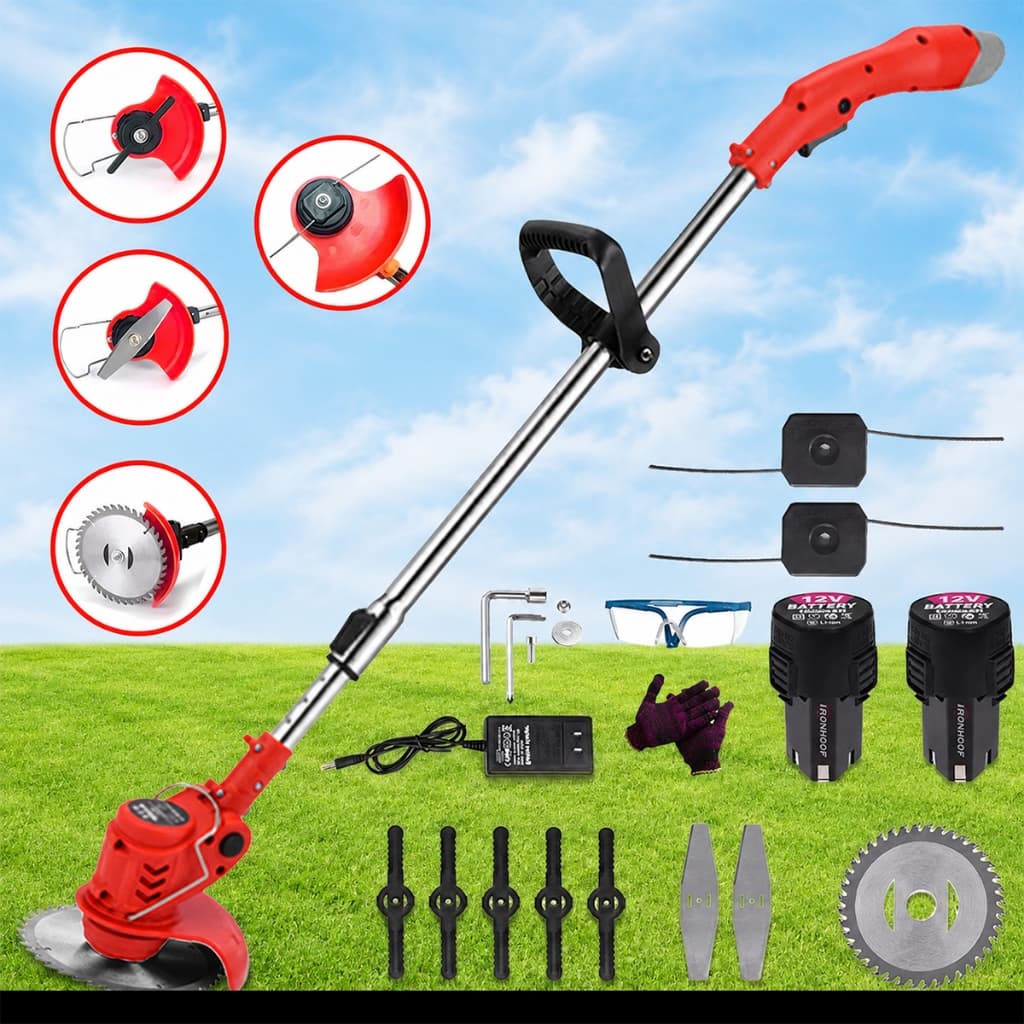 Cortador de Grama Portátil Roçadeira Elétrica com 2 Bateria