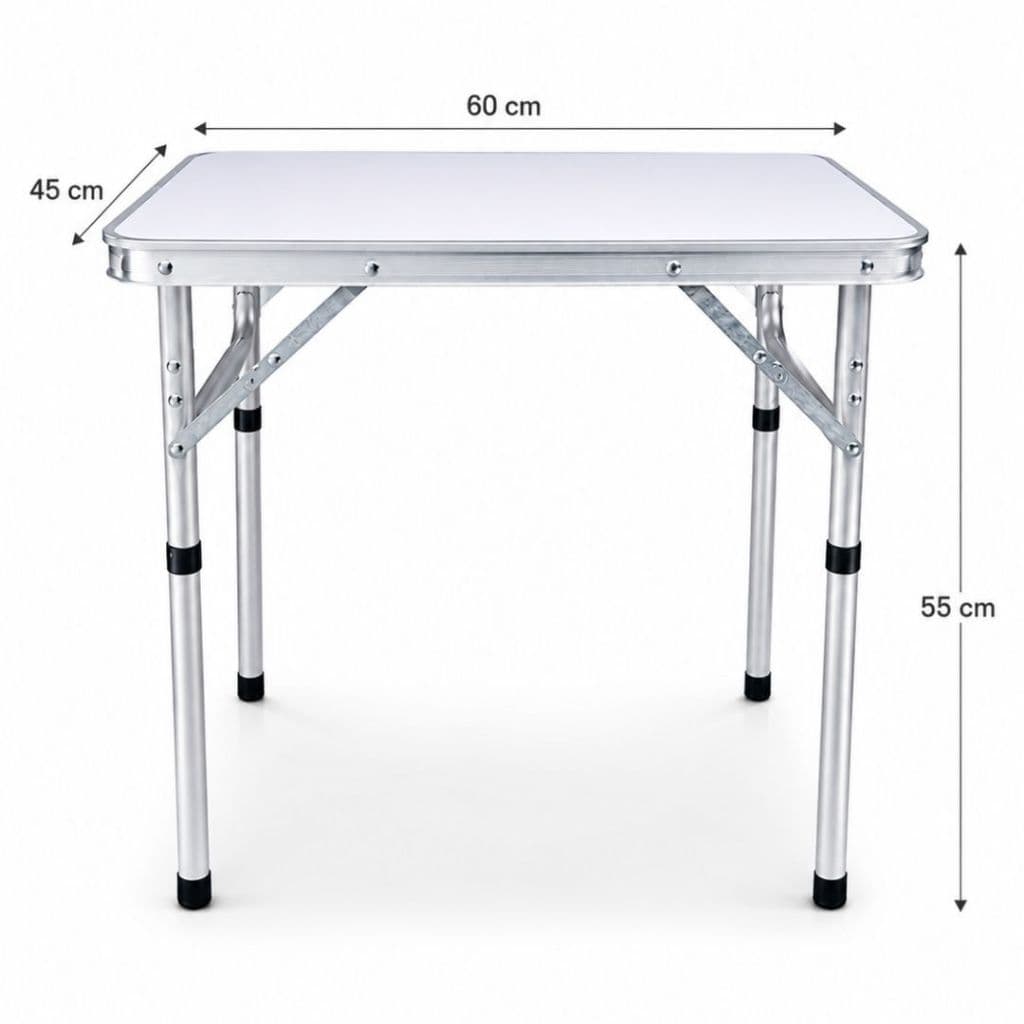 Mesa Dobrável Alumínio 60x45cm Maleta Acampamento Churrasco Leve E Reforçada Com Alça
