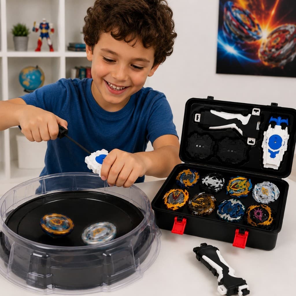 Kit Beyblade Metal Profissional 8 Pioes + Maleta Organizadora