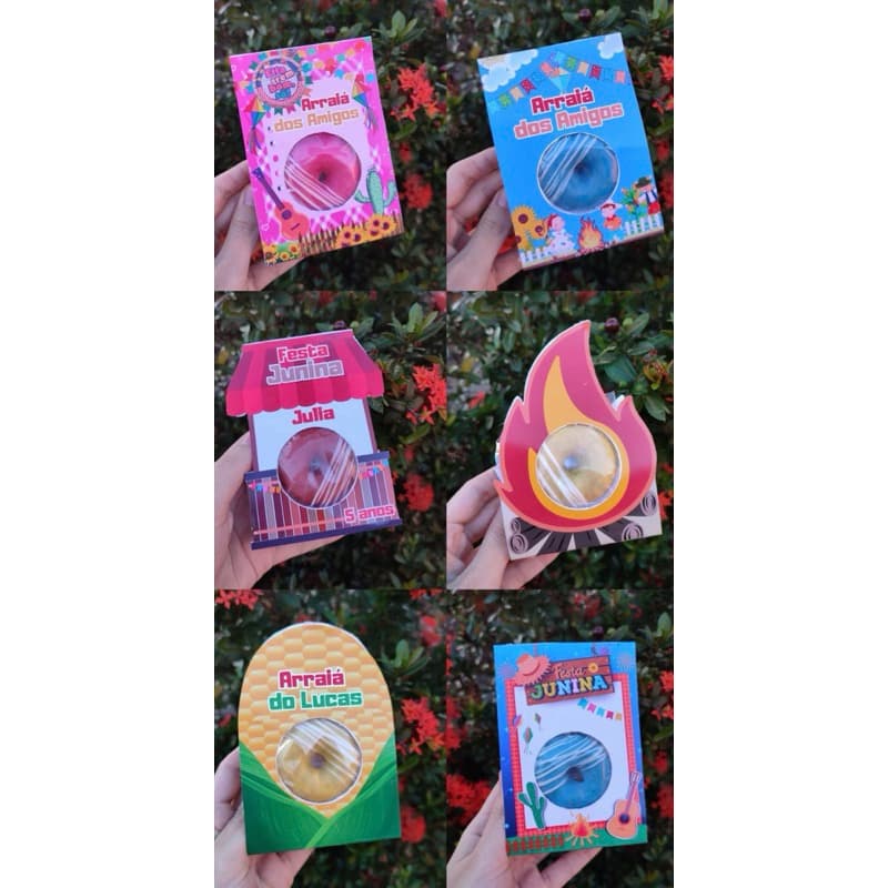 Caixinhas Festa Junina Mini Cake Donuts / Bombom / Sonho de valsa - Mimo - Lembrancinha - Card - Tag