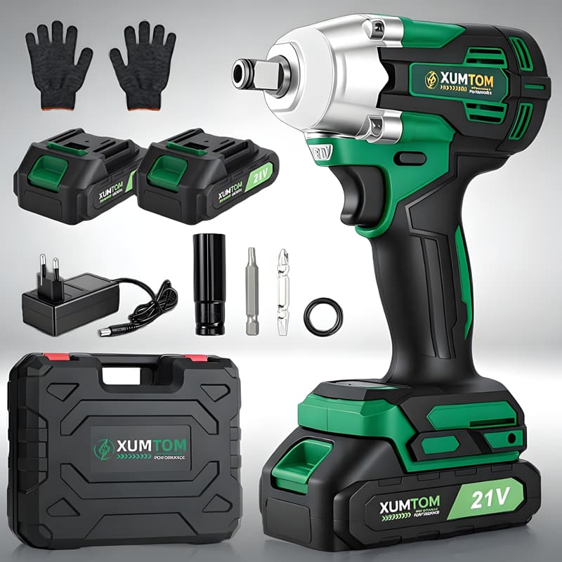 Chave de Impacto 450NM Elétrica Parafusadeira Brushless Sem Fio 21V C/2 Baterias Bivolt e Maleta
