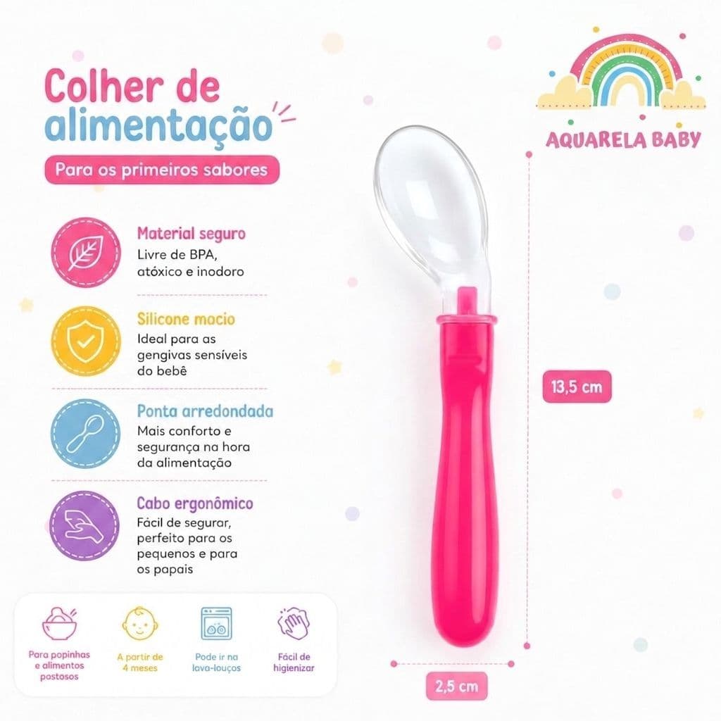 Colher De Silicone Para Bebê Menino/Menina