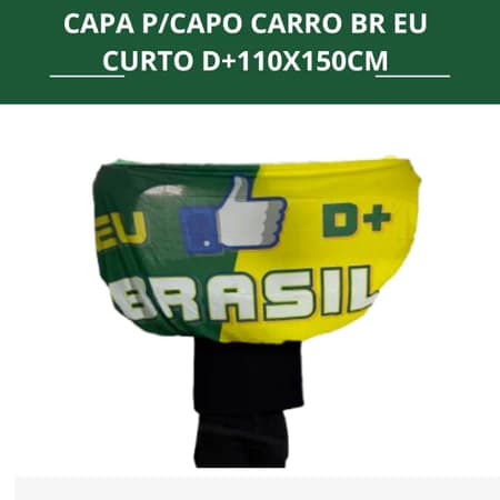 Capa para Capô de Carro Brasil “Eu Curto D+” 110x150cm – Decoração para Torcida