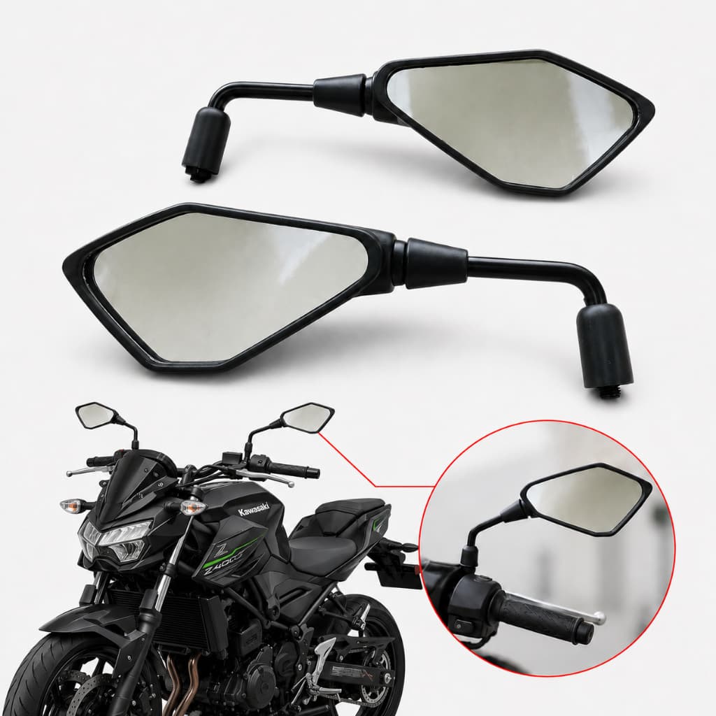 Retrovisor Esportivo Mini Kawasaki Z400 Haste 90° Universal Moto Honda Direito E Esquerdo