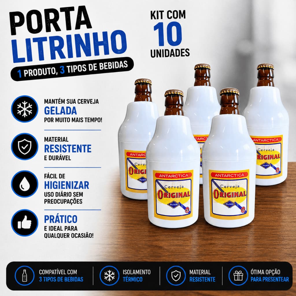 10 Porta Litrinho Gorduchinha 300ml Suporte Cerveja térmico Original