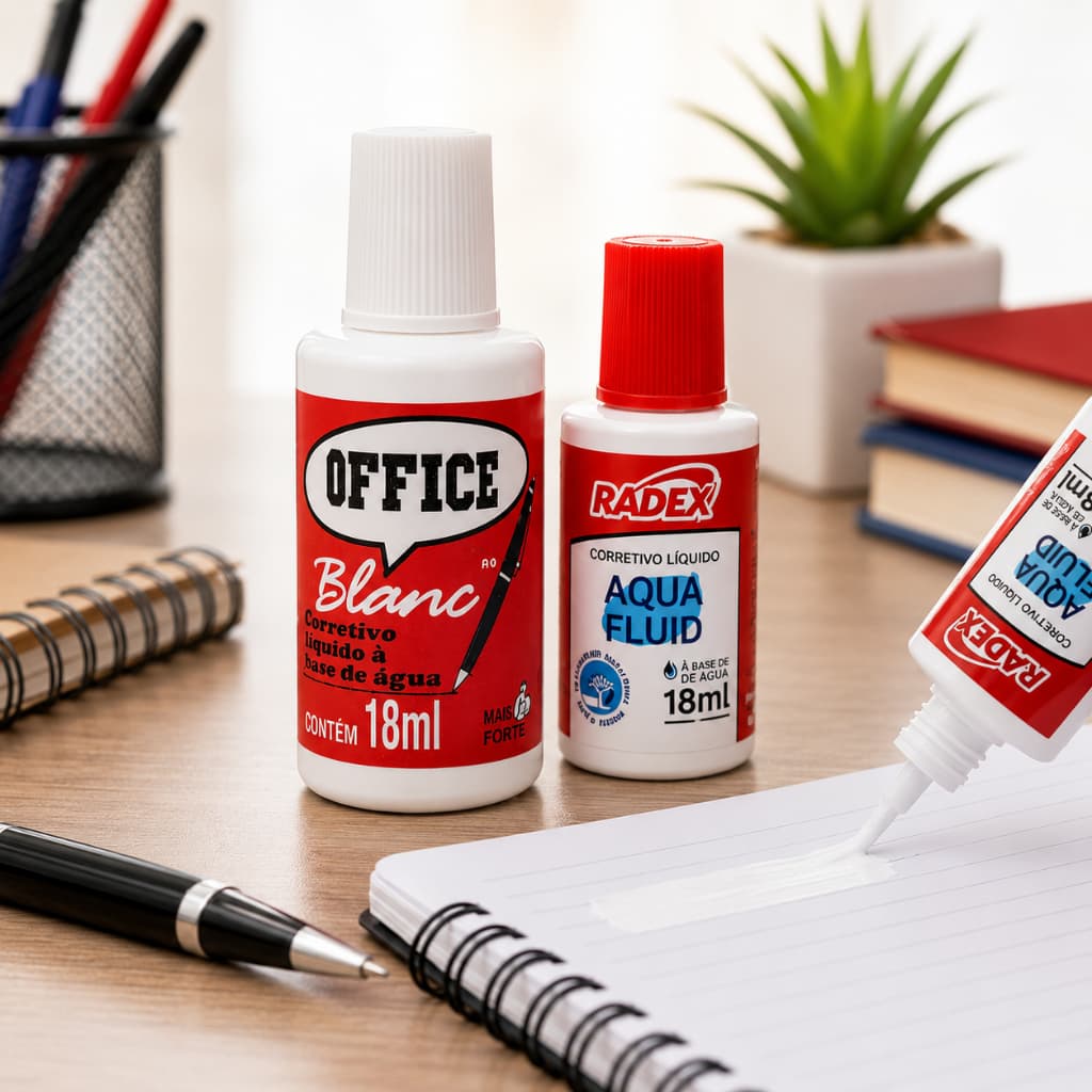 “Corretivo Líquido 18ml Office Blanc Radex Aqua Fluid Base Água Escolar Escritório”