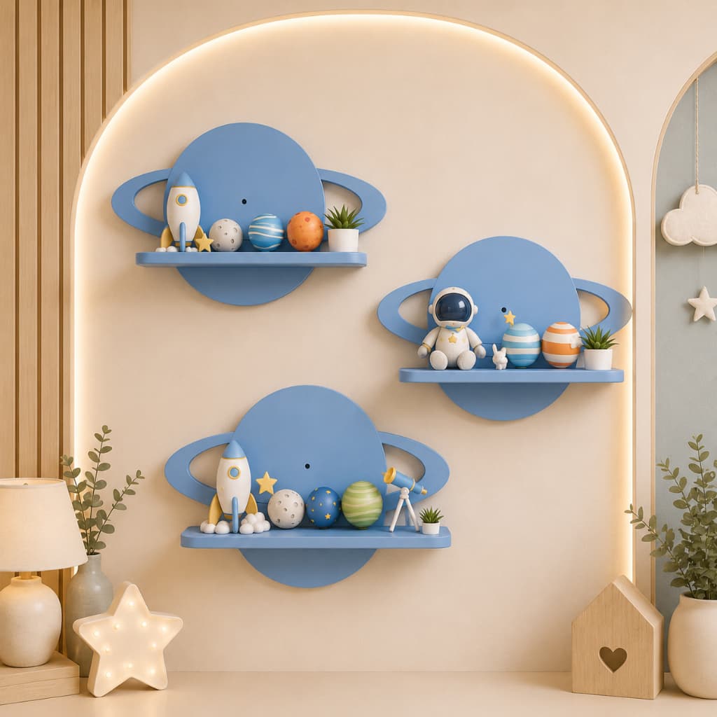 Trio Prateleira Planeta sistema solar Decoração nicho em mdf MDF